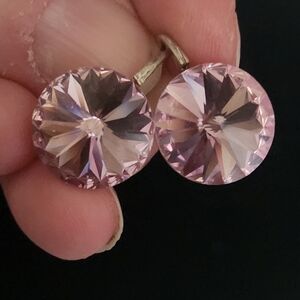 Swarovski Elements Round Pink Crystal Earrings